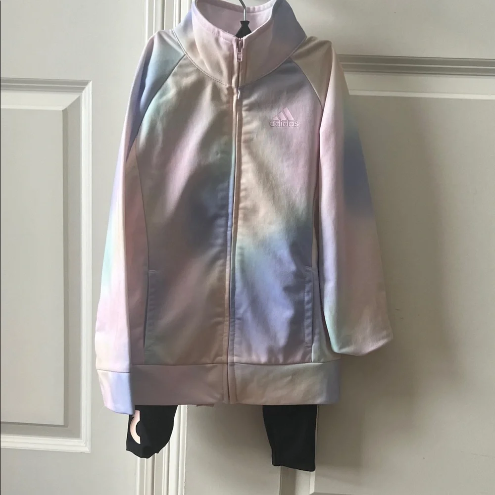 Girls Size 4 Adidas Light Pink Purple Yellow Iridescent Kids' Tracksuit